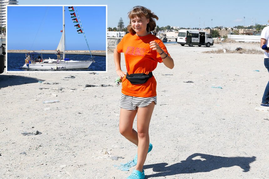 Activist Greta Thunberg is back onboard the latest Gaza-bound flotilla -- wearing Crocs and a fanny pack