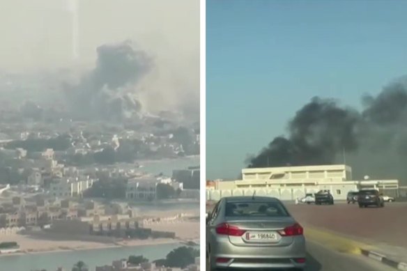 Black smoke rose over the skyline of Doha following the targeted strike.